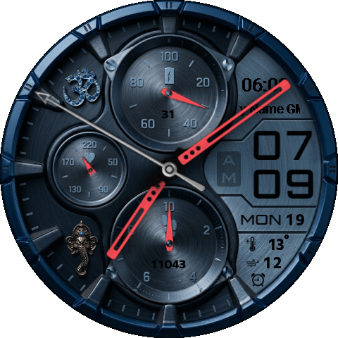 Dynamic Face world clock metalic