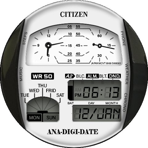 Citizen  ANADIGI 8988 white