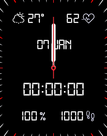 Black Red Analog LCD