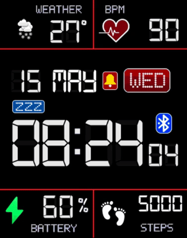 LCD B/W with color icons.