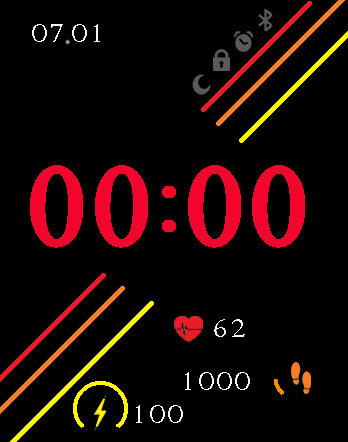 three asymmetric lines