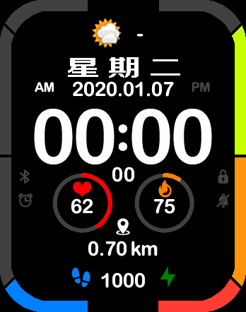 电子表盘 中文星期  digital 12小时制