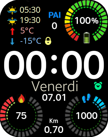 Cerchi grandi con alba e tramonto