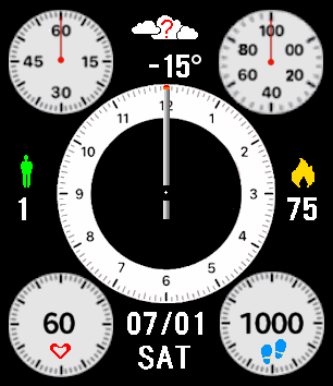 Black and white multi circle dial