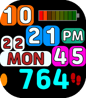 colorful numbers with pedometer