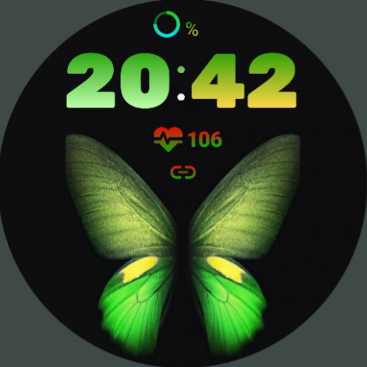 Green Butterfly clock face