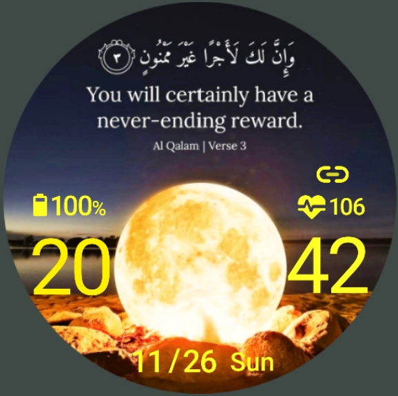 Islamic dial yellow moon in center.tbwf