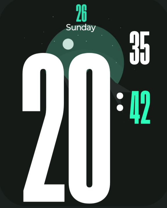 Modern Digital Green Moon
