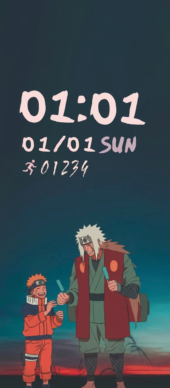 Naruto young and Jiraiya enjoying ice cream popsicle