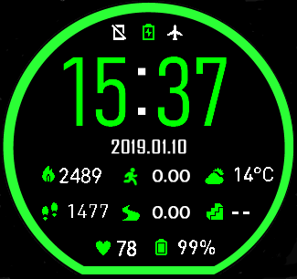 black and green dial.