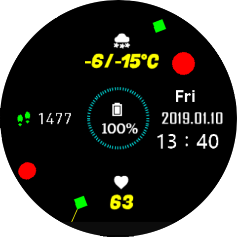 Horas minutos circulos rojos