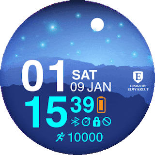 blue night view T-rex