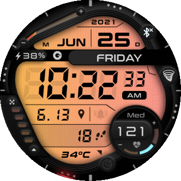 MD221 - Modern Mix Retro Digital Watch Face orange by BAB for T-REX