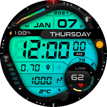 MD221 - Modern Mix Retro Digital Watch Face blue by BAB for T-REX
