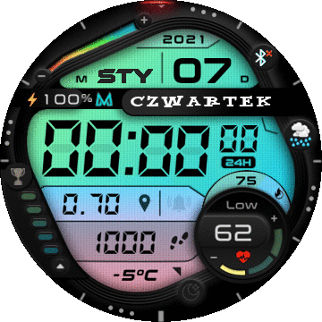 MD221 - Modern Mix Retro Digital Watch Face multi COLOR- by BAB for T-REX Polish ver.