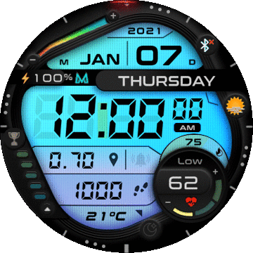 MD221 - Modern Mix Retro Digital Watch Face multi COLOR- by BAB for T-REX