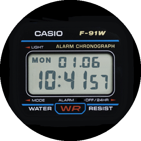 Casio f91w - reverse date