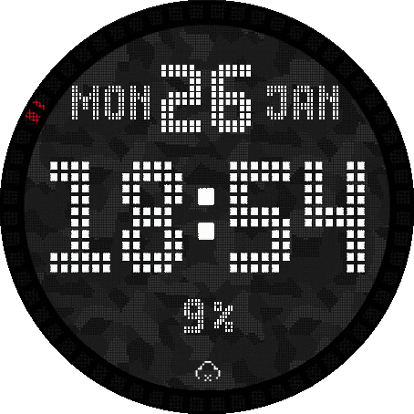 Urban Simple Black dotted black back with seconds and weather icon