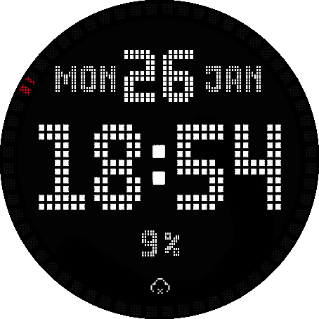 Urban Simple Black dotted black back with seconds and weather icon